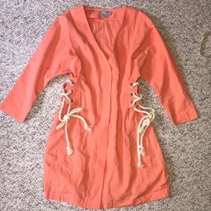 ORANGE MINI DRESS WITH TIES